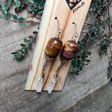 Tiger’s Eye and Quartz Crystal Earrings