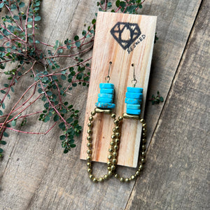 Turquoise and Ball Chain Dangle Earrings