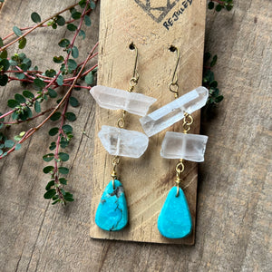 Turquoise and Quartz Earrings