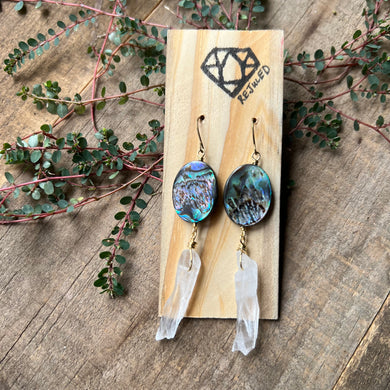 Abalone and Quartz Earrings