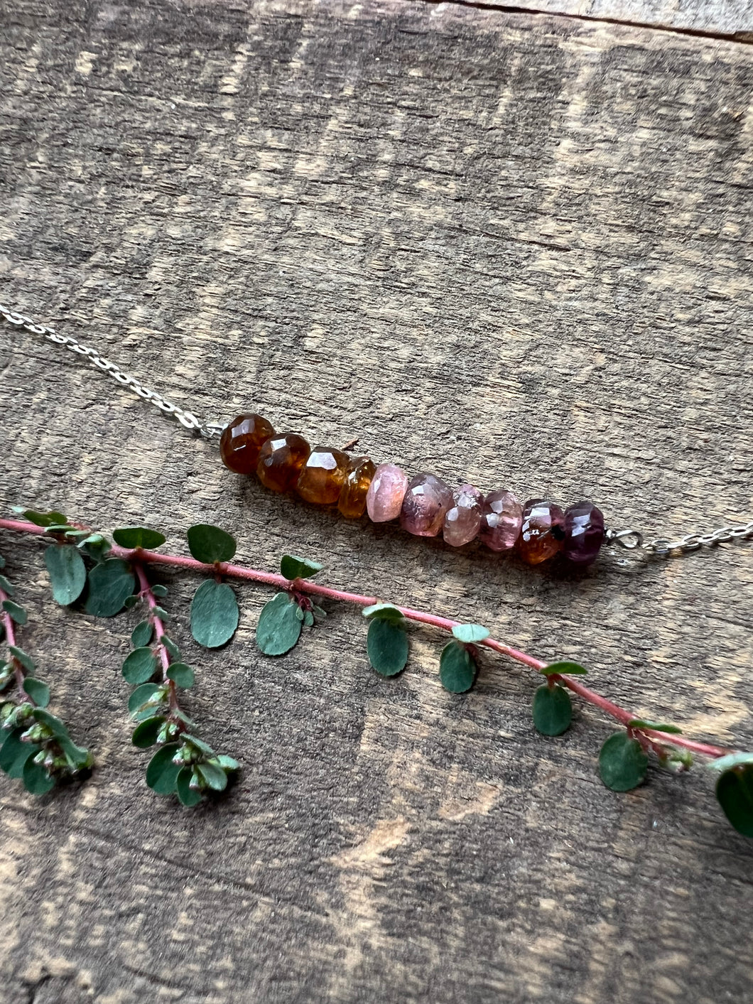 Autumn Rainbow Tourmaline Bar Necklace