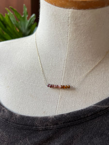 Autumn Rainbow Tourmaline Bar Necklace