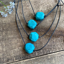 Amazonite on Leather Knotted Cord
