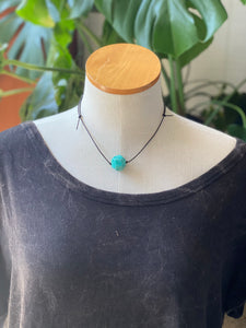 Amazonite on Leather Knotted Cord