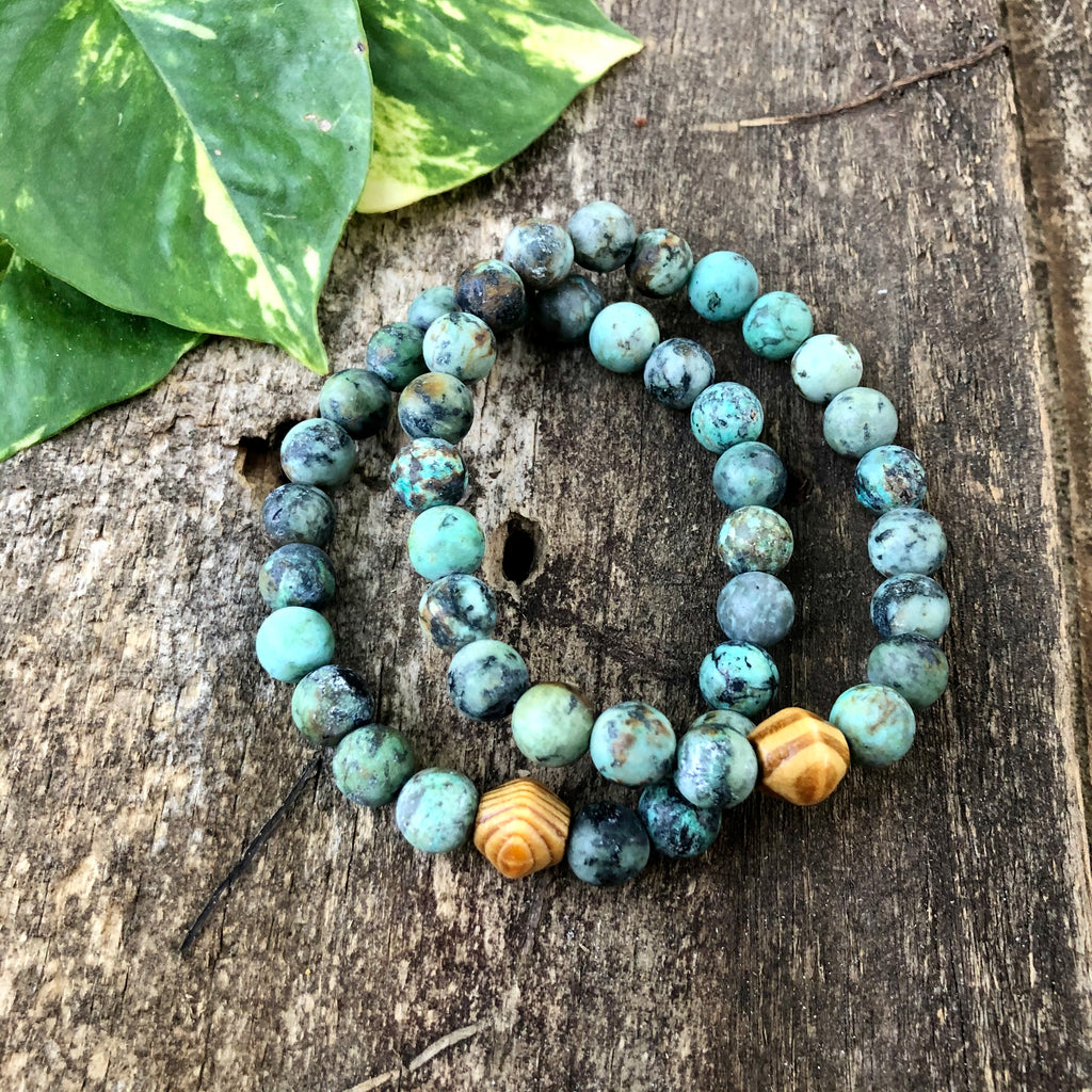 African Turquoise and Wood Bracelet – REJuled